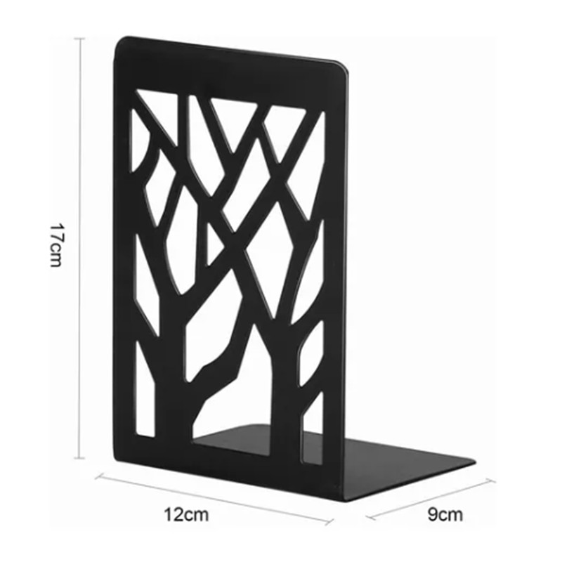 2 Pairs Tree Design Book End Iron Retro Black Decorative