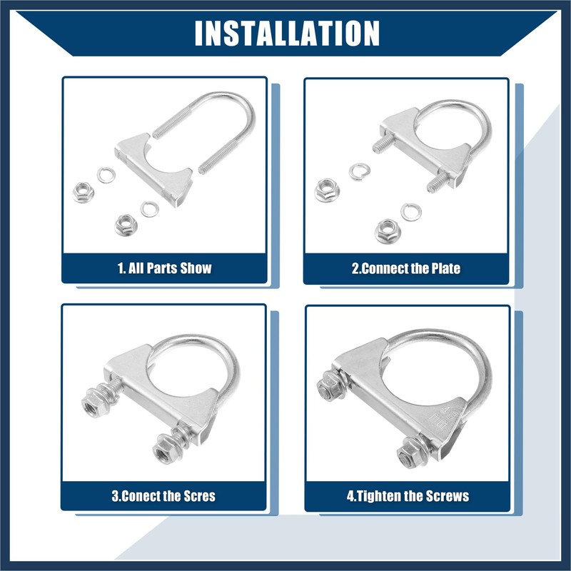 INFINAUTO Round U Bolt Muffler Exhaust Clamps for Car /