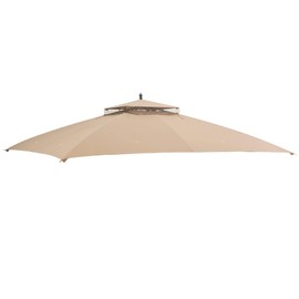 Tangkula 10x12 Ft Gazebo Cover, Double Tier Canopy Replacement Cover with Air Vent and Drainage Holes for Patio Gazebo, CPAI-84 Gazebo Canopy Cover for Garden, Backyard, Patio (Brown)