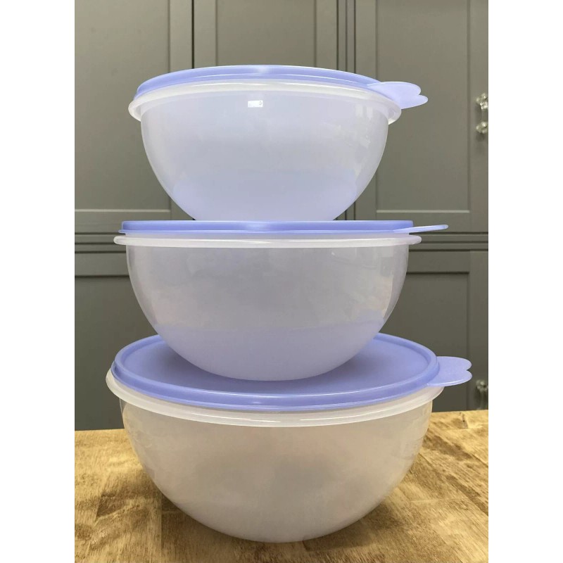 Tupperware Wonderlier 3-Piece Bowl Set with Seals-NEW-SHIP - Clear Bowls