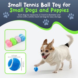 Mini Tennis Balls for Dogs 1.5 Inch - No Squeak Small Dog Balls for Small Breed and Puppies - Extra Small Interactive Fetch Toy for Dog Ball Launcher - 8 Pack