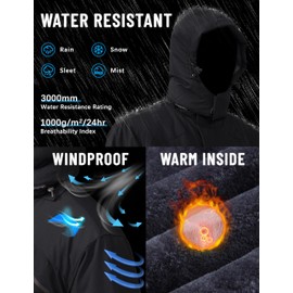 TACVASEN Jacket Men Winter Coats Ski Jacket Warm Snow Jacket Water Resistant Winter Fleece Jacket for Men Insulated Thermal Softshell Hiking Jacket