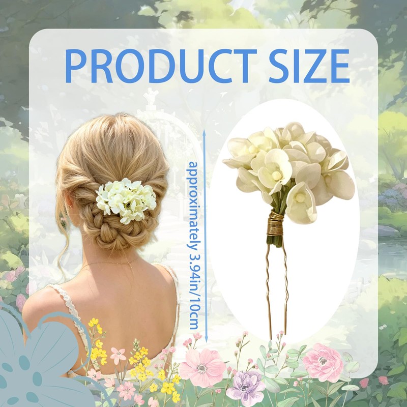 2 Pack Floral Hair Pins with Hydrangea Flowers for Women