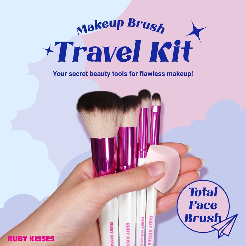 Ruby Kisses Juego de brochas de maquillaje de tamaño de