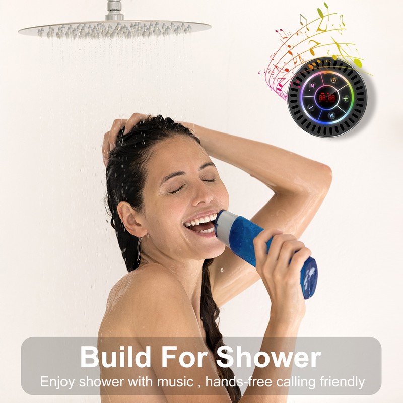 IPX7 Waterproof Bathroom BT Speaker Dustproof Shockproof LED Time Display