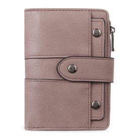 CLUCI Small Wallet for Women Leather Bifold Multi Mini Card Holder Organizer Designer Ladies Zipper Coin with Removable ID Window Two-toned Purple
