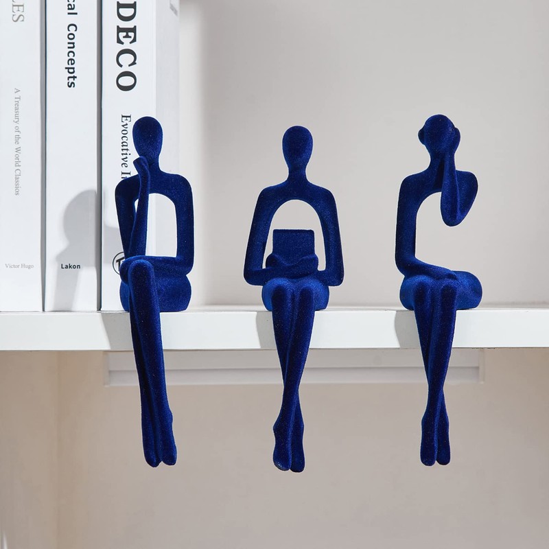 Octdays Blue Thinker Statue for Home Decor Modern Minimalist Sculpture