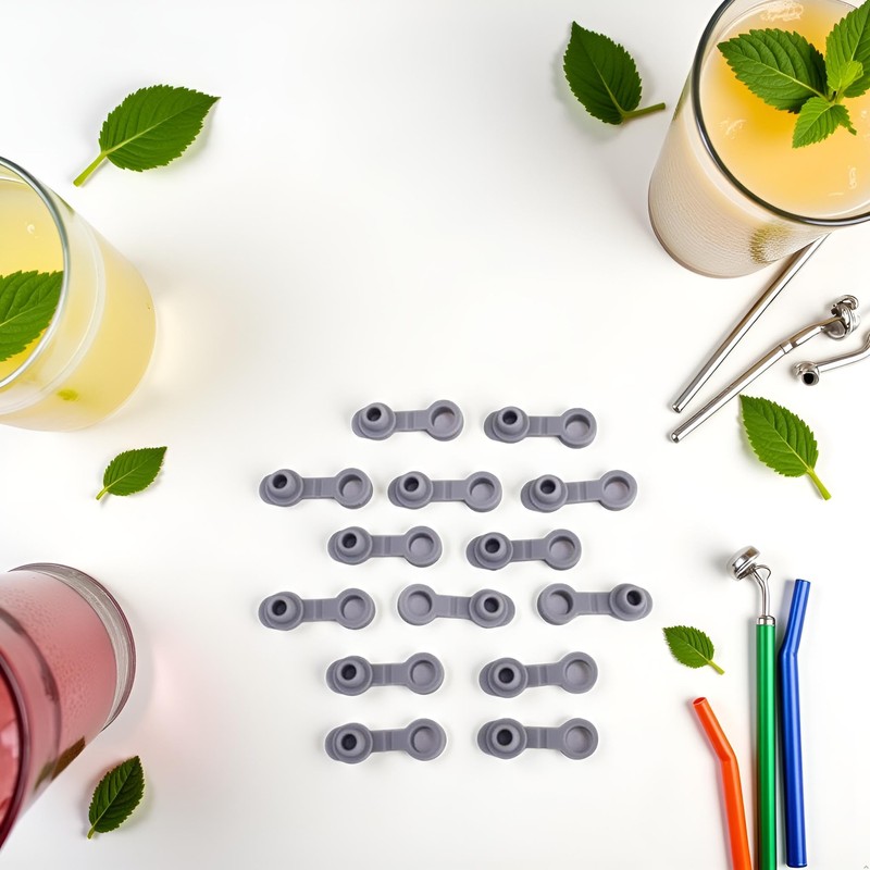 10Pcs Grey Universal Silicone Sealing Bottle Straw Hole Grommets Stopper