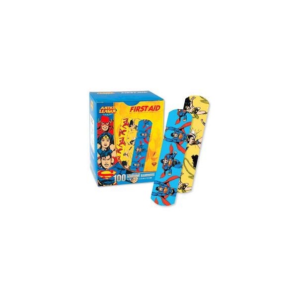 Adhesive Strip Stat Strip® .75 X 3 Inch Plastic Rectangle Kid Design (Superman/Wonder Woman) Sterile Box of 100 (DU10790)