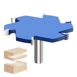 Vearter CNC Spoilboard Surfacing Router Bit, 1/2 Inch Shank Slab Flattening Router Bit, 6Wings Carbide Rabbet Slot Cutter for Woodworking, Wood Planing (4'' D, 5/16'' H)