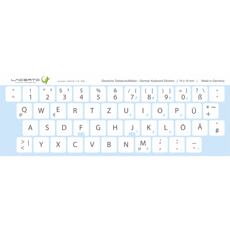 Lacerto® 14 x 14 mm German Sticker Set for PC