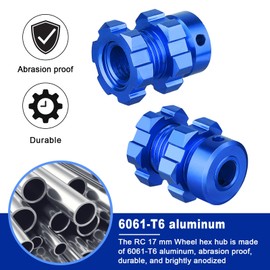 4pcs FriHobby 17mm Wheel Spacer Splined Wheel Hex Hub & Nut Compatible with Traxxas E-Revo Revo 3.3 E-Maxx T-Maxx Summit Slayer Pro 4X4 Losi Baja Rey 1/10 RC Monster Truck (Navy Blue)