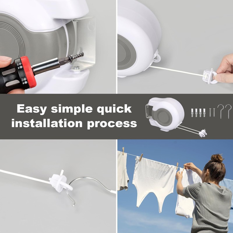 MANLVCLY Retractable Clothesline Outdoor - 2x49 Feet Heavy Duty Dual