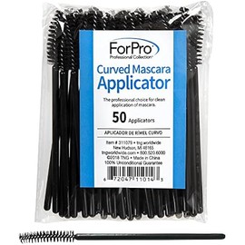 ForPro Professional Collection Disposable Mascara Applicators, Curved Head, Eyelash Brushes, 3.75" L, 50-Count