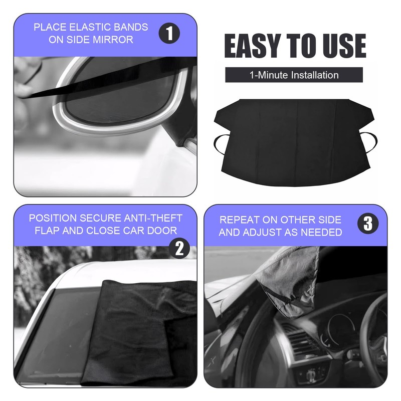 DYEKNEE Car Windshield Cover for Ice and Snow, Magnetic Fit