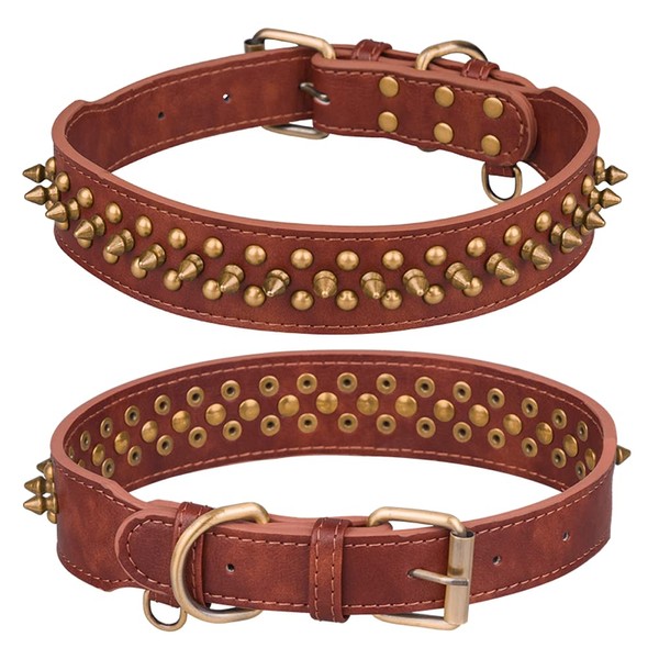 haoyueer Spiked Dog Collar Soft Pu Leather Mushrooms Rivet Spike