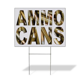 Fastasticdeals Weatherproof Yard Sign Ammo Cans Gold Lawn Garden General Industrial 24x18 Inches 1 Side Print