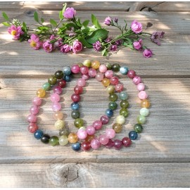 Unbranded 6mm Rainbow Tourmaline Beads Natural Crystal Healing Reiki Woman Bracelet Gift