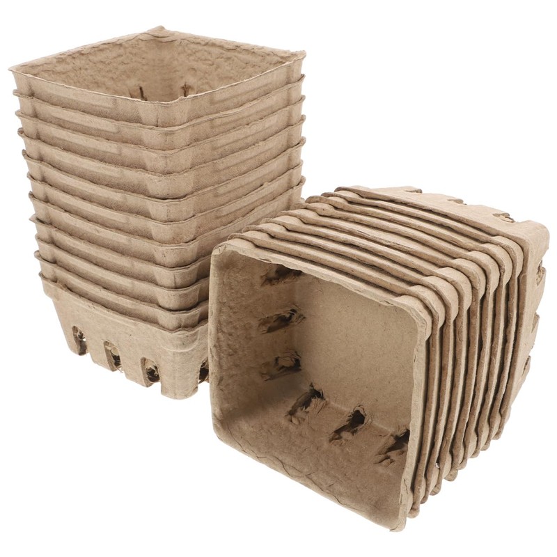 Vanzack 20 Pack Paper-Plastic Fruit Tray Biodegradable Harvest Basket for