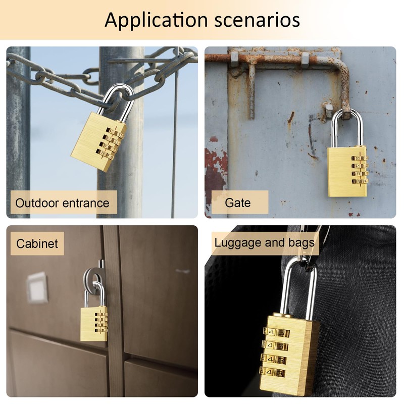 Combination Lock Small, Pack of 2 Padlock Numbers Gold Lock