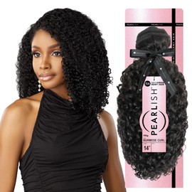 Sensationnel Pearlish bundle human hair - burmese curl deep pearl conditioned 15a soft remy beauty supply sew in or glue on bundles (14 inch, NATURAL/BLACK)