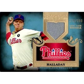 2011 Topps Tier One Relics #TSR10 Roy Halladay Game Worn Jersey Baseball Card - Only 399 made