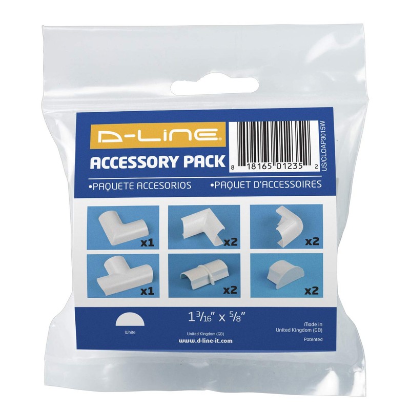 D-Line Medium Cable Raceway Accessory Pack, Join 1.18in x 0.59in