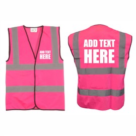 Brook Hi Vis, PINK Hi Vis Safety Vest Custom Printed Waistcoat, Personalise Front and Back, Brand Your Company Logo, Large