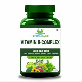 Herbal Magic's Pure & Natural Blend -Vitamin B-Complex 60 Veg Capsules - Made from 14 Different Fruits, Vegetables & Herbs UKAS LAB Tested in UK No Fillers/Colors/Preservatives/maltodextrin