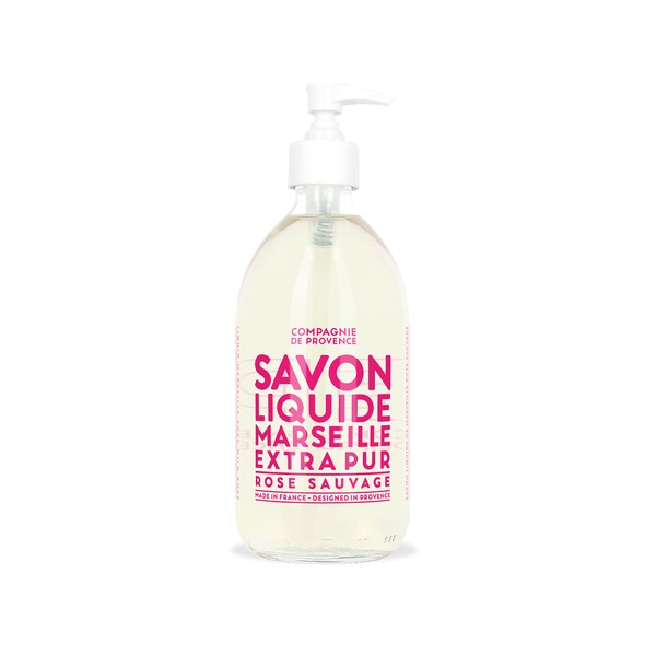 Compagnie de Provence Savon de Marseille Extra Pure Liquid Soap - Wild Rose - 16.7 Fl Oz Glass Pump Bottle