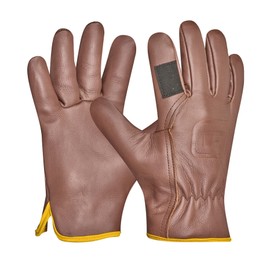 Gebol Quercus | 1 Pair | Size XL (Size 10) | Garden Gloves Made of Robust Genuine Leather with Cotton Lining | Unisex | Brown