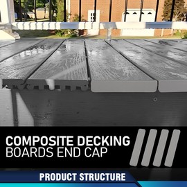 PIT66 4 PCS Composite Decking Boards End Cap 5.5" Gray