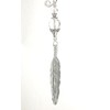 Long, Detailed Silvery Feather with Reflective Faceted Crystal Clear Glass