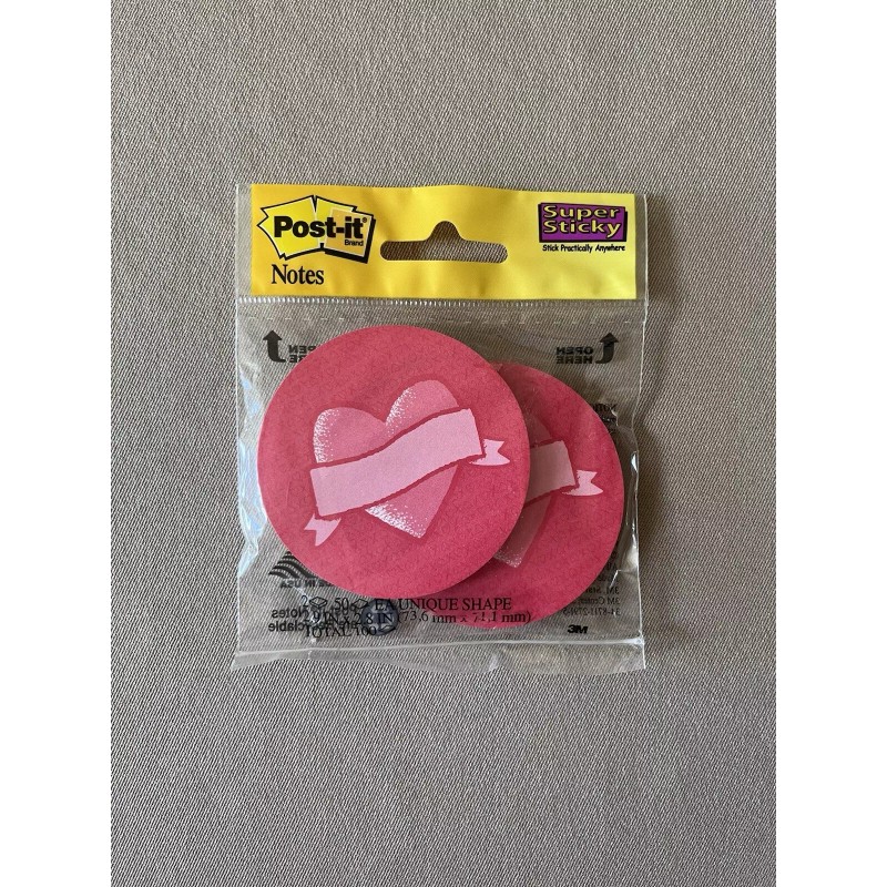 Post-It Notes 2 Pink Heart Round Super Sticky Post-It Note