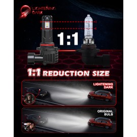 LIGHTENING DARK 9005 Bulbs, 9005 Fog Light Bulbs 400% Bright 6500K Xenon White Fanless Wireless Plug and Play (Pack of 2)