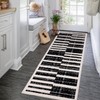 Geanlod Checkered Abstract Runner Rugs 2x6ft for Hallway Non Slip, Modern Low Pile Washable Kitchen Rug Runner, Boho Striped Soft Bedroom Floor Carpets for Laundry Bathroom Shop, Black