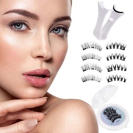 JYNVO Pack of 2 Magnetic Eyelashes Magnetic Lashes Natural Reusable with Accessories - No Glue, Easy to Use, for Everyday Use, Celebrations