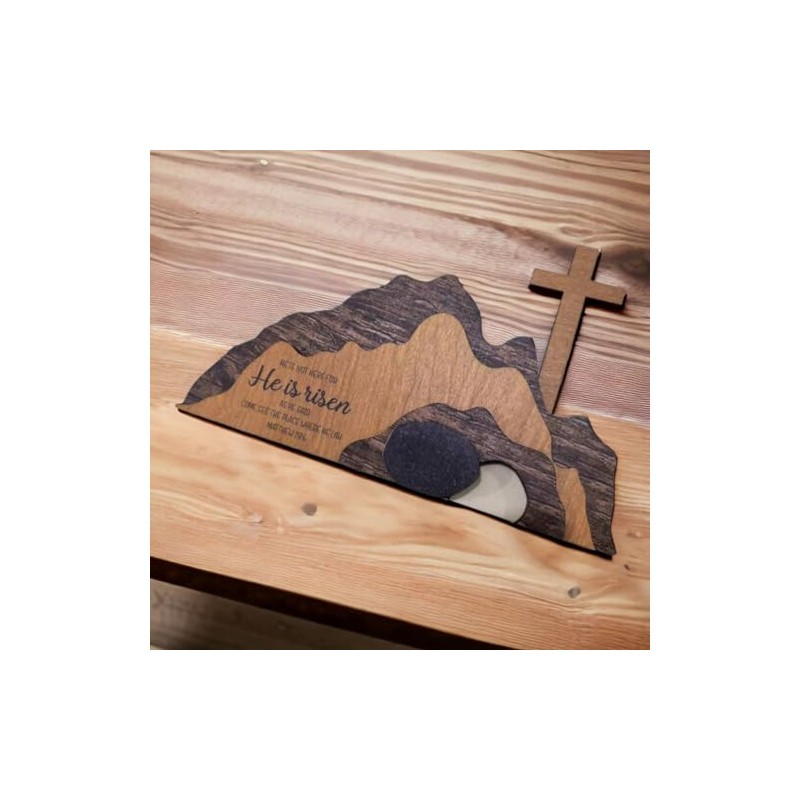 Didyts Easter Scene Wooden Religious Decoration,Jesus Cross Puzzle Statue Set