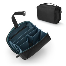 Yinke Travel Toiletry Bag for Men, Hanging Toiletry Bag Waterproof with Hook & Handle, Travel Wash Bag with 4 Compartments, Foldable Compact Size, Super Durable Fabric