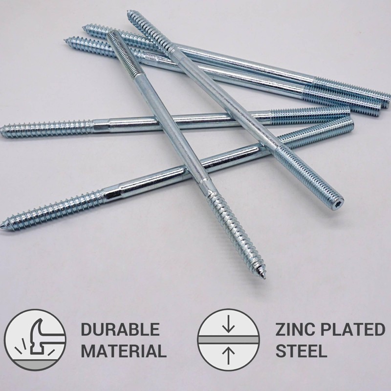 SKIR'CO (4 pcs) Zinc Plated Hanger Bolts M10 x 220