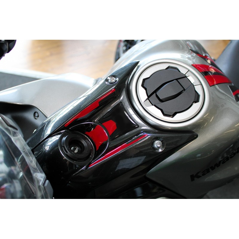Tankpad Ignition Switch Sticker Compatible with Kawasaki Z650 Red Silver