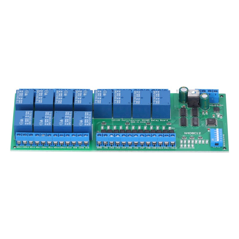 Relay Module RS485 Isolated 12‑in 12‑out RTU protocol DIN35 PLC
