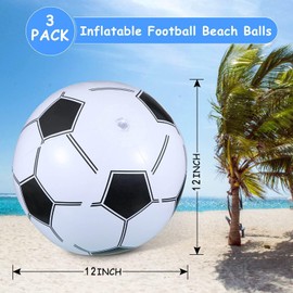 Roontin 3 Pack Inflatable Footballs - Blow Up Ball Inflatable Soccer Ball Kids Sports Beach Ball for Kids, Games, and Sports