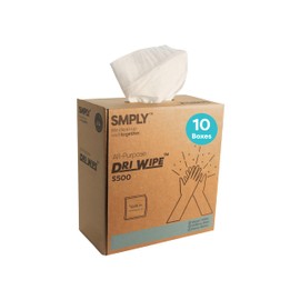 Dri-Wipe S500 by SMPLY Brands – All-Purpose Disposable Wipes, 10 Boxes of 176 (1,760 Total Wipes), Strong Alternative to Shop Towels & Paper Towels, 8" x 12" Center-Pull Sheets