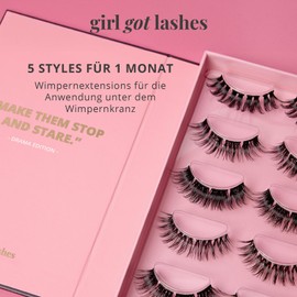 GirlGotLashes Drama Edition - Handmade Eyelash Extensions - Eyelash Extensions for Home - 5 Eyelash Pairs - Lashes with 5-7 Days Hold - Vegan
