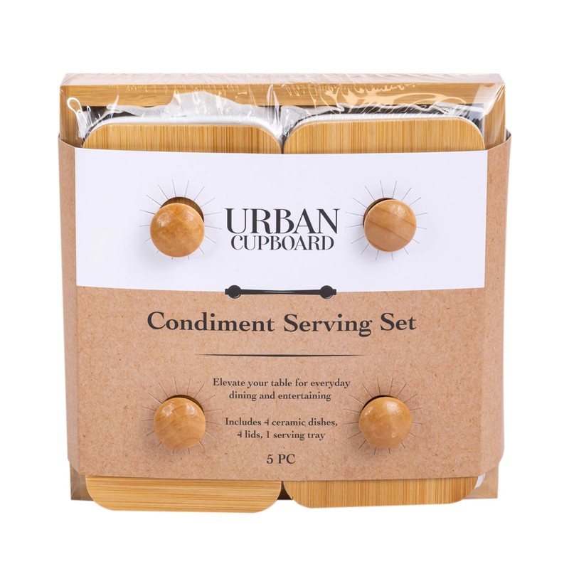 Urban Cupboard Condiment Serving Set, Set of 4, Includes Lids