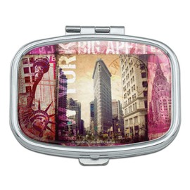 New York City Big Apple Art Collage Rectangle Pill Case Trinket Gift Box