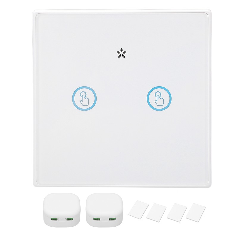 Smart Wall Touch Switch 433MHz Tempered Glass Panel Wiring Free