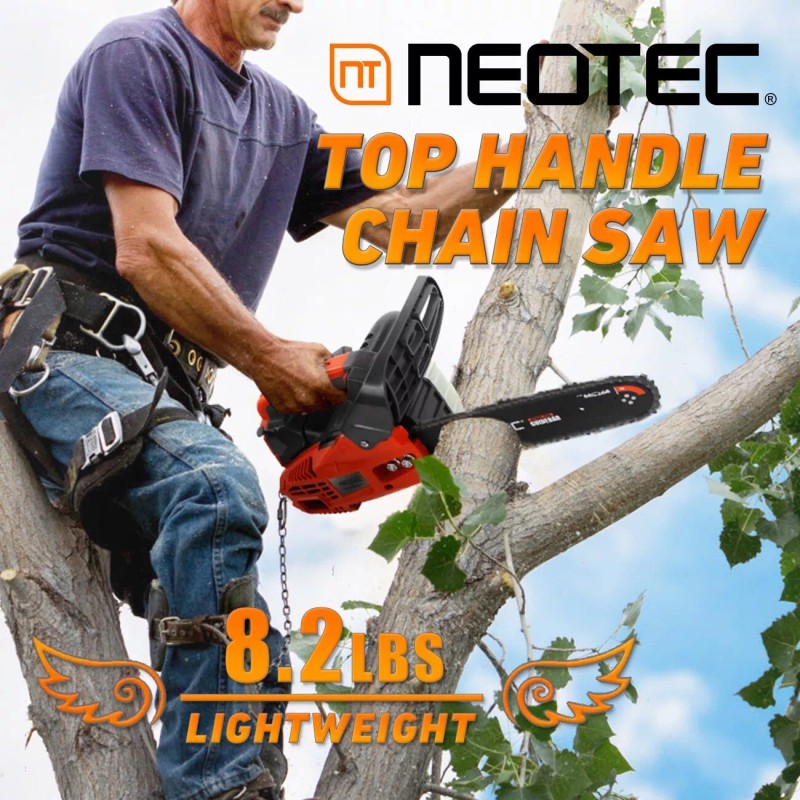NEOTEC 25.4cc Gas Top Handle Chainsaw with 12'' Bar Chain