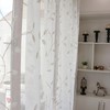 SLOW SOUL Set of 2 Panels White Leaves Sheer Curtains